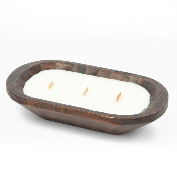 Wick Wooden Dough Bowl Gift Boxed Candle | Beautifully Packaged | High Fragrance Load | Long Burn Times (Coconut Small)