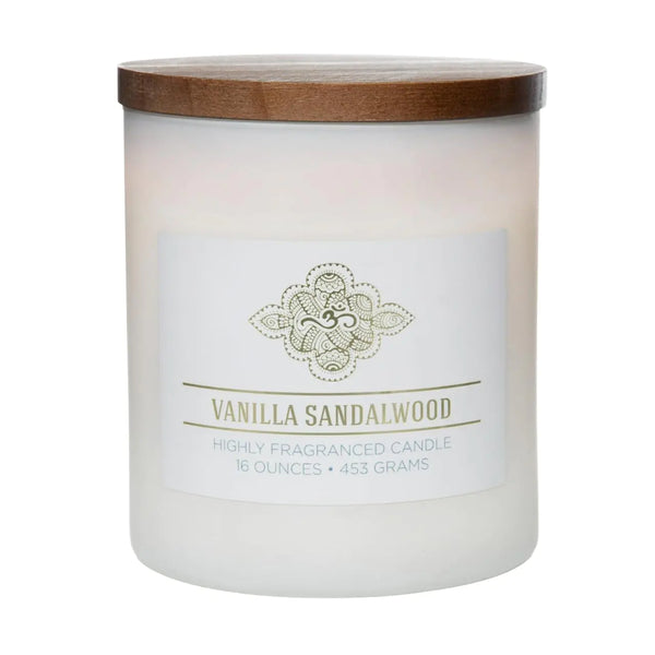 Vanilla Sandalwood Scented Jar Candle Wellness Collection Relaxing Aromatherapy Candle 2 Wick White Jar Soy Blend Wax Candle for Home 60hr Burn 16 oz - USA Poured