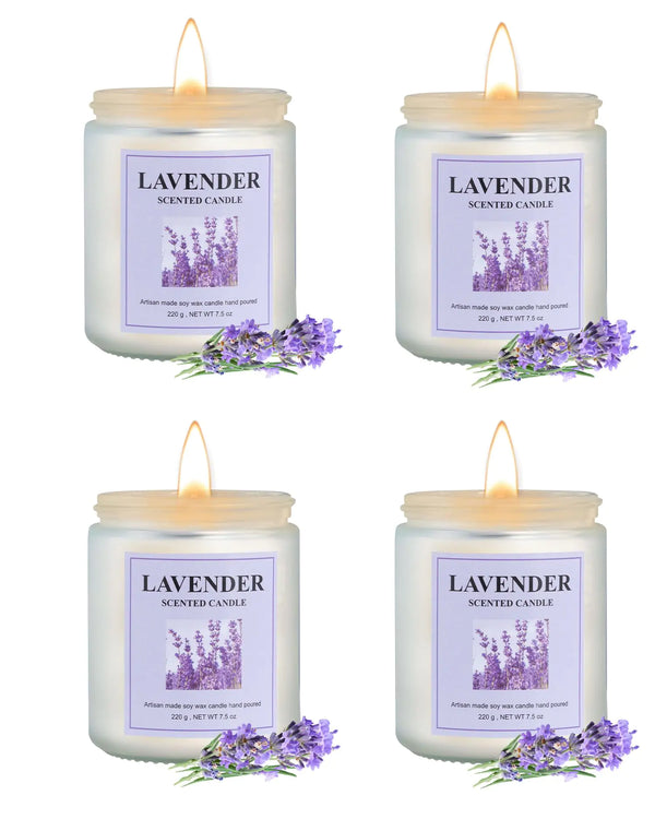 GITRANG 4 Pack Lavender Candle Set 30 oz 200 Hour Home Aromatherapy Jar Candles Long Lasting Aromatherapy Candles for Bedrooms Yoga Rooms Lounges Gardens Patios Balconies and Camping