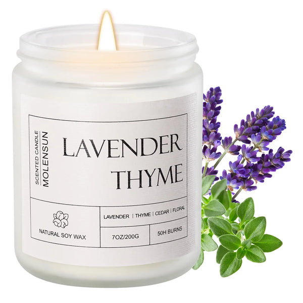 Scented Candles for Home Lavender Thyme Scented Candle Aromatherapy Jar Candle 7 oz 50 Hour Long Lasting Canles Soy Wax Candle Gift for Women