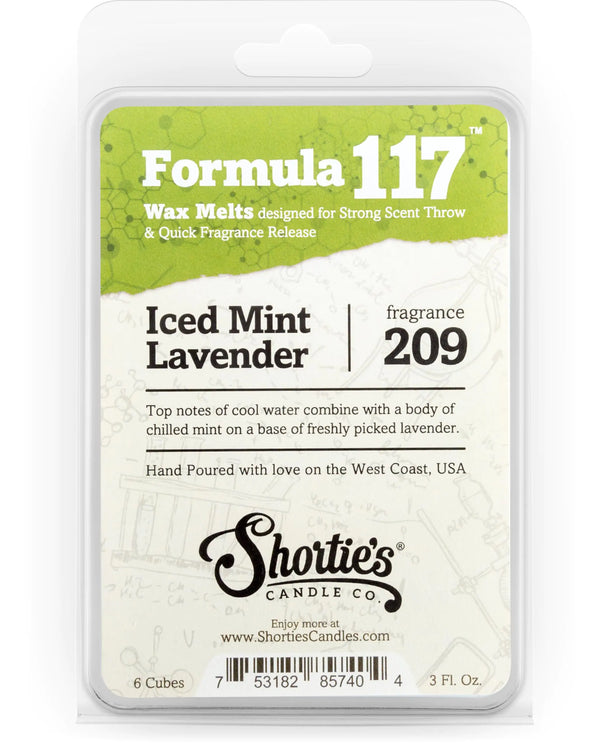 Shorties Candle Company Iced Mint Lavender Wax Melts - Formula 117-1 Highly Scented 3 Oz. Bar - Made with Essential & Natural Oils - Fresh & Clean Air Freshener Cubes Collection