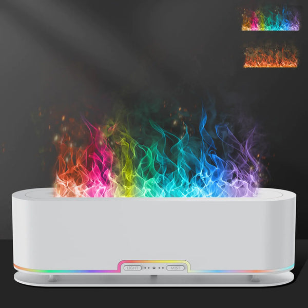 2025 Upgraded Flame Fire Diffuser Humidifier 7 Colors Changing Oil Diffuser Ultra-Quiet Aroma Essential Oils Aromatherapy Diffusers for Large Room Bedroom Office(200ml Auto OffTimeable12Hrs)