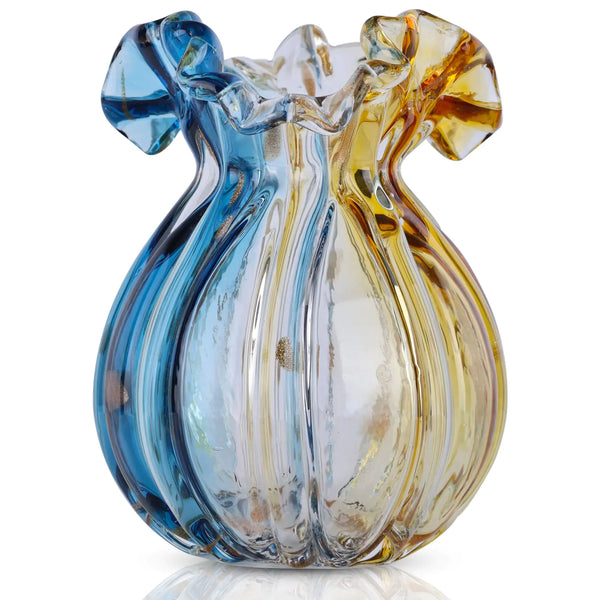 Blown glass vase wide mouth vase modern glass art vase living room decoration vase for living room kitchen wedding dining table office center table display flowers