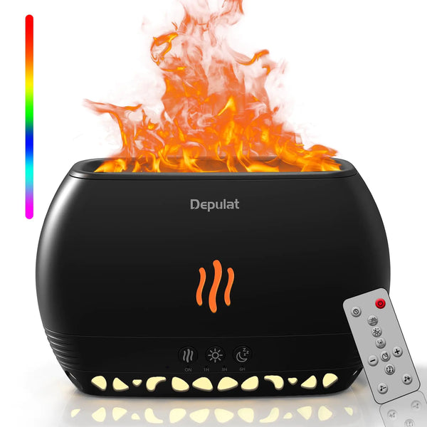 Oil Diffusers for Home Large Room 350ML Colorful Flame Fire Diffuser Humidifier with Bluetooth Speaker and White Noise Decorative Air Humidifier