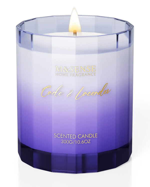 M&SENSE Natural Soy Candles for Home Scented Cade Lavender Scented Aromatherapy Candle for Stress Relief 10.6oz 60 Hour Burn Time Long Lasting Highly Scented Luxury Candle Gift