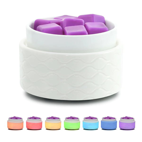 Wax Melt Warmer with 7 LED Color Changing Ceramic 3-in-1 Oil Burner Wax Melter for Scented Wax Melts Electric Candle Wax Warmer for Home Fragrance Great Gift