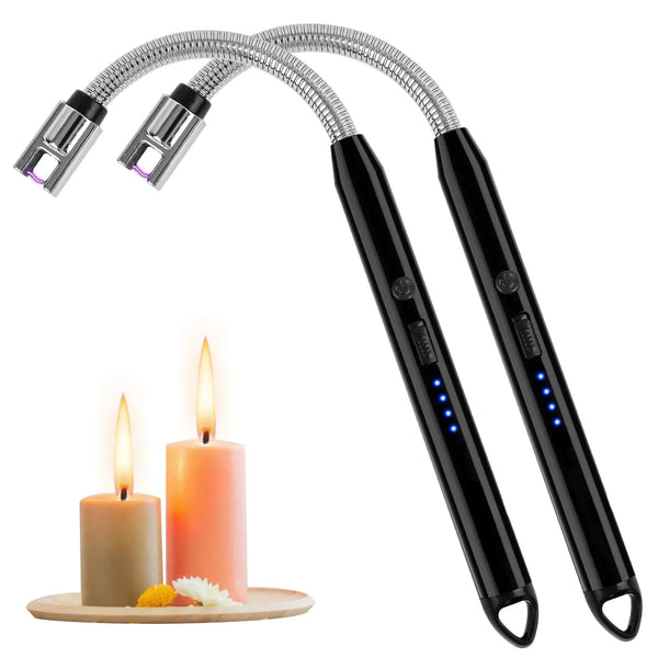 2-Pack Rechargeable Electric Candle Lighters – Plasma Arc USB Lighter with Flexible Neck Windproof & Flameless for Candles BBQs Camping Kitchen Fireplace Fireworks