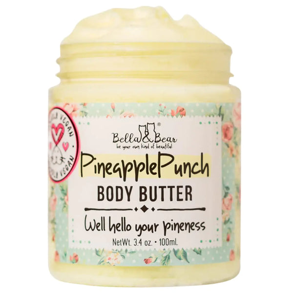 Bella & Bear Pineapple Body Butter Hydrating Formula - Vegan Travel Size 3.4oz (3.4 oz)
