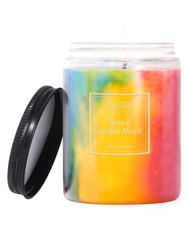 HZ-WONMIO Scented Candles | Rose Candle |Soy Wax Jar Candle| Extra Strong and Long Lasting Scented Candles| Holiday Aromatherapy Candle | Funny Birthday Gifts for Women|9.5oz 80 Hour Burn